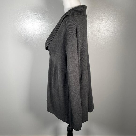 JM Collection Charcoal Gray Shawl Neck 1 Button Lock Long Sleeve Cardigan L - Picture 8 of 12